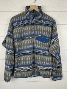 Patagonia Mens’ Synchilla Snap-T Blue Aztec Tribal Fleece Pullover Size S - Picture 1 of 4