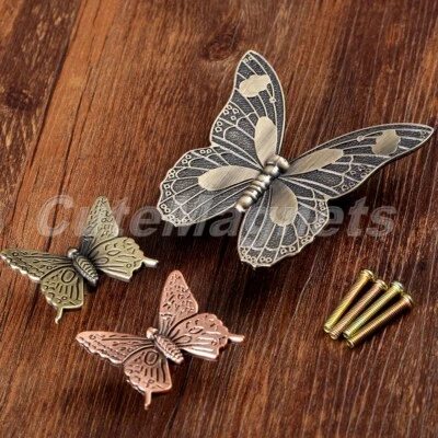 Bronze Vintage Butterfly Handles Cabinet Drawer Cupboard Wardrobe Knob Pull C1M2 - Image 1 of 4