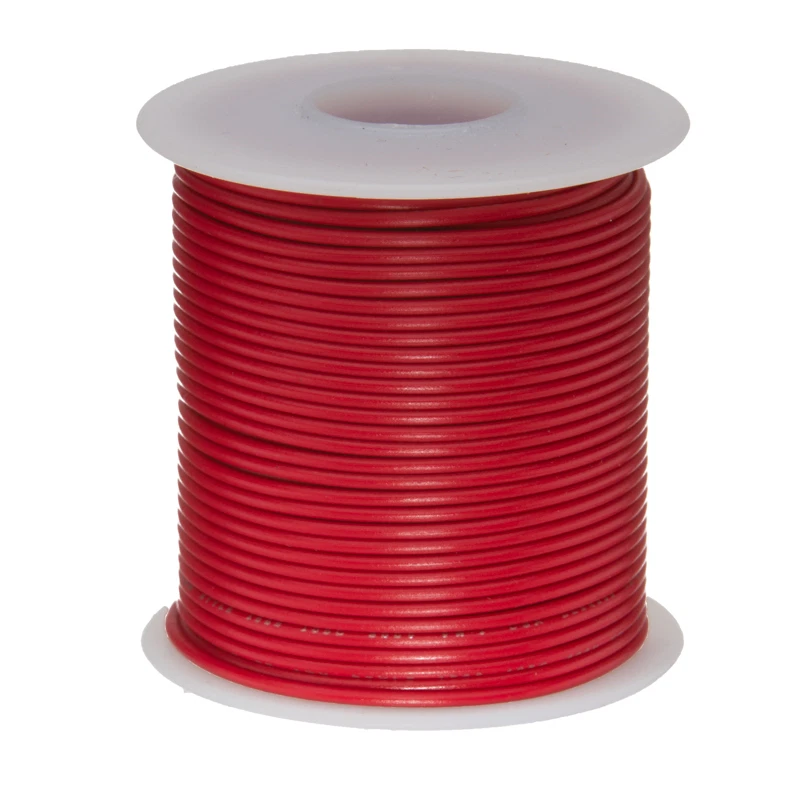 Fio de conexão sólido calibre 24 AWG vermelho 100 pés 0,0201" UL1007 300 volts - Imagem 1 de 1