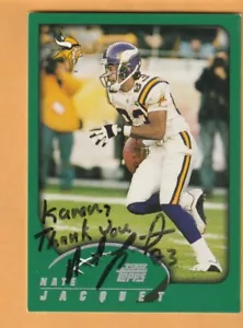 Nate Jacquet Minnesota Vikings Auto Firmado 2002 Topps San Diego State Aztecs - Imagen 1 de 2