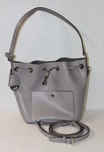 Authentic Michael Kors Grey Saffiano Leather Greenwich Bucket Bag - Picture 1 of 21
