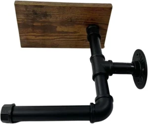 Adjustable Industrial Pipe Toilet Paper Roll Holder with Phone Shelf, Bathroom W - Picture 1 of 6