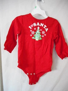 Cute red Santa christmas tree Holiday one piece Unisex snap close crotch - Picture 1 of 5