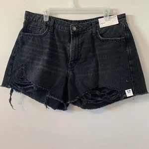Arizona High Rise Denim Shortie Shorts Size 23 Black Distressed Destroyed NWOT! - Picture 1 of 7
