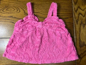 Janie and Jack Swim Shop Floral Terry Jacquard Pink Bow Top EUC Shirt Size 6 - Picture 1 of 3
