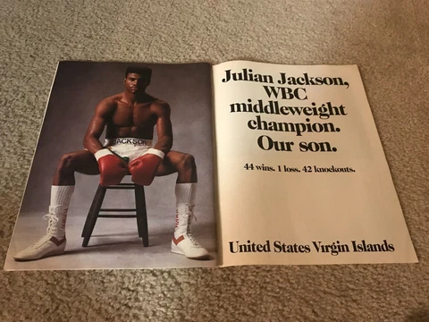 Vintage 1992 BOXER JULIAN JACKSON U.S. VIRGIN ISLANDS Poster Print Ad 1990s Cover