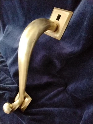 Salvage 12" Brass Door Pull Handle Antique Old Vintage Original Old - Image 1 of 4