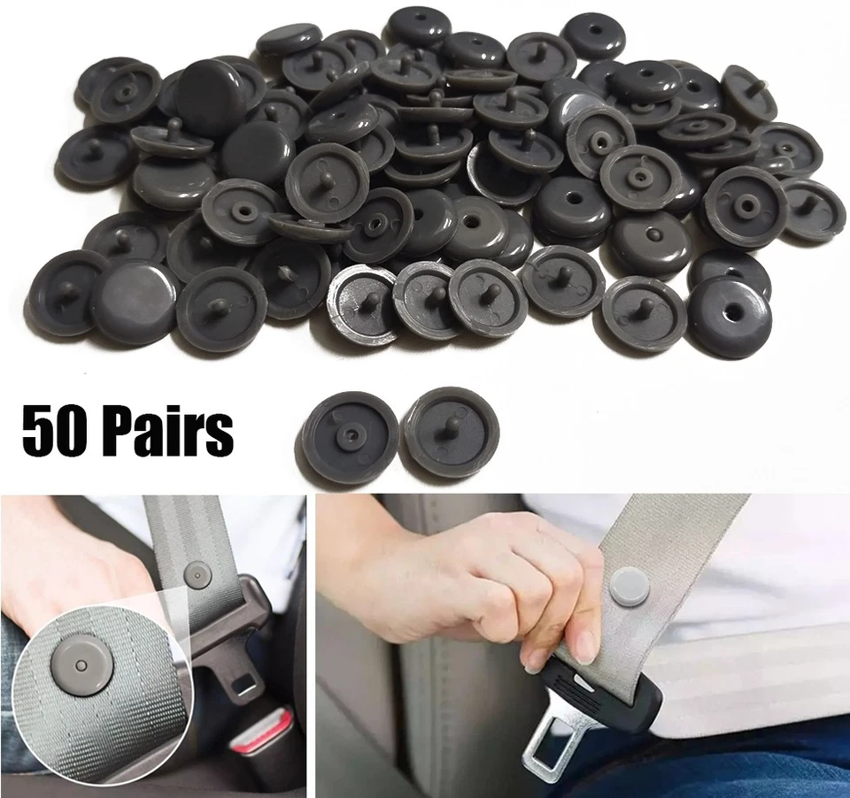 50 Pares Cinturón de Seguridad Hebilla Retenedor Cinturón de Seguridad Parada Botón Gris Universal Antideslizante Foto 1 de 4