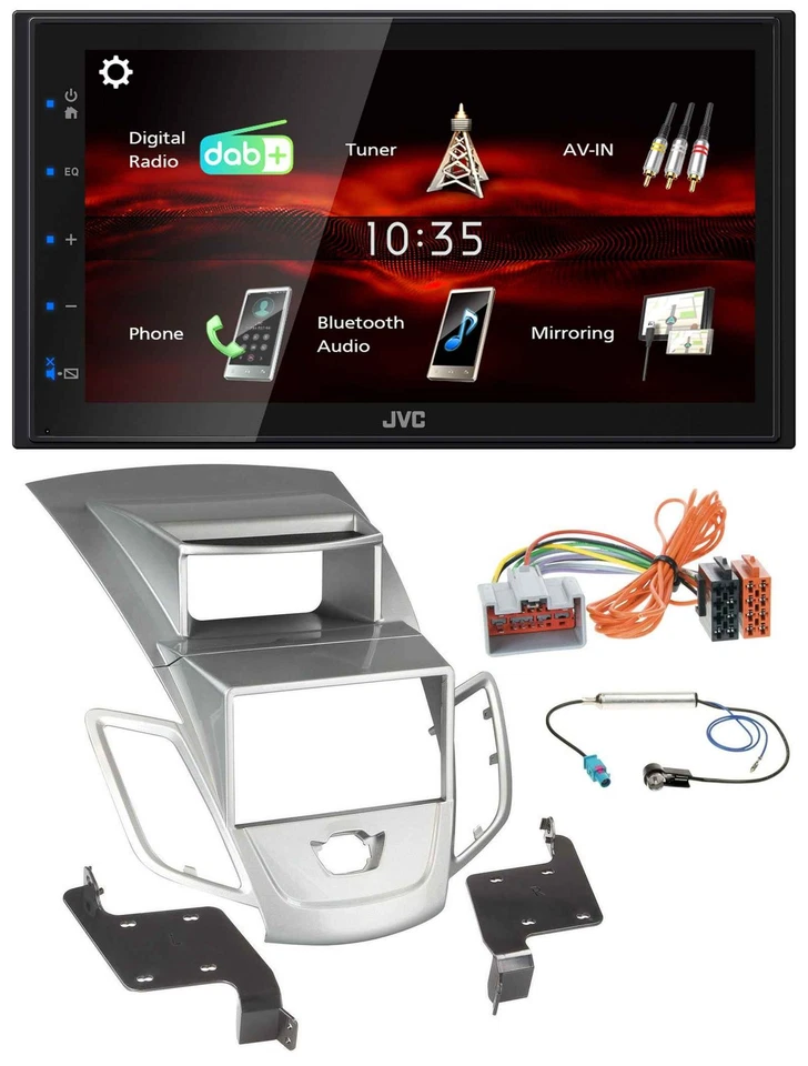 JVC USB Bluetooth MP3 DAB 2DIN Autoradio für Ford Fiesta 2008-2010 Display silbe - Bild 1 von 4