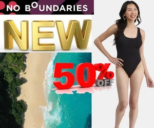 No Boundaries Women's size XS 1 Crinkle One Piece Swimsuit color BLACK NWT - Picture 1 of 22