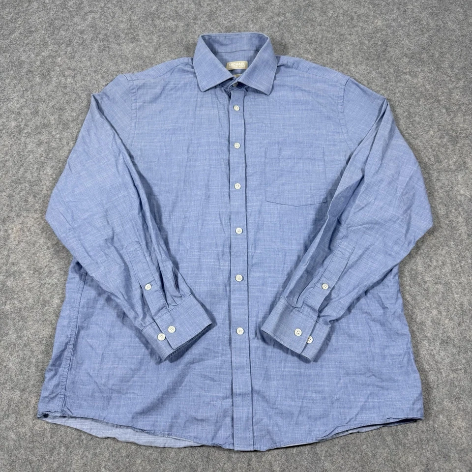 Michael Kors Regular-Fit Long-Sleeve Button Up Dress Shirt Men's Size Large Blue - Image 1 of 4