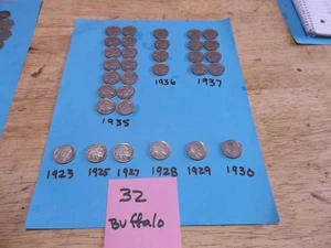 (32) Buffalo Nickels circulado fecha completa 9 años diferentes ¡ENVÍO GRATUITO! - Imagen 1 de 21