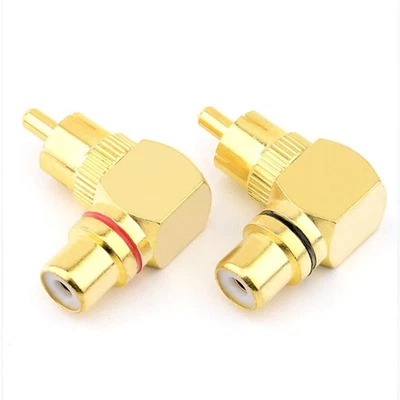 2PCS RCA Right Angle Male to Female Connector Plug 90 Degree RCA Phono Adapters - Image 1 of 4