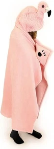 Kids Hooded Blanket & Mittens One Size Plush Animal Wearable Throw - Flamingo - Picture 1 of 1