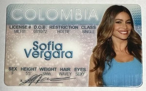 Sofia Vergara - Colombia Drivers License - ID Card - Novelty - Picture 1 of 2