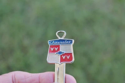 CHEVROLET Badge Crest Key Blank BOW TIE Chevy NOS B-10 1935-1966 - Image 1 of 4