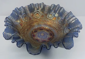 Antike Fenton Kobaltblau Captive Rose Blau Karneval 3-in-1 Deko Schale - Bild 1 von 7