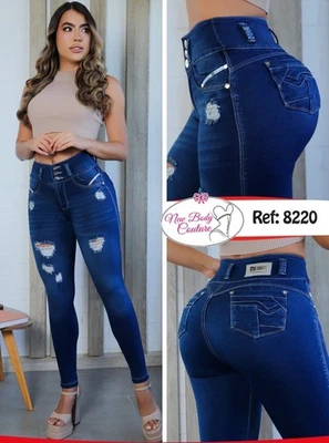Jeans Bon Bon Up Levanta cola colombianos levantador de glúteos cintura alta moda 8220 - Imagen 1 de 4