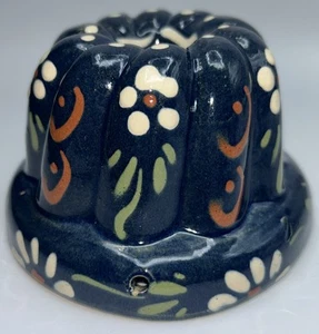 VTG CERAMIC MINI BUNDT KUGELHOPF CAKE MOLD JELLO PAN FLORAL ALSACE FRANCE - Picture 1 of 5