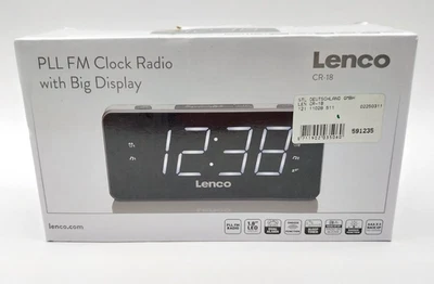 Lenco CR-18 White FM Radiowecker Großer Display Snoozer Sleep Timer #KT8529X - Bild 1 von 4