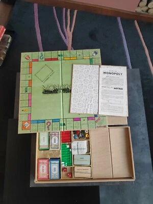 MIRO MONOPOLY VERSION LUXE ANNEES 50 RARE MAISONS BICOLORES PIONS PLOMB TBEB - Photo 1/4