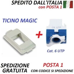 Supporto Adattatore Keystone Frutti RJ45 BTicino MAGIC + Modulo cat.6 - Foto 1 di 8