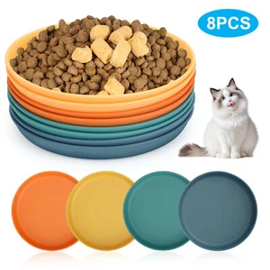 8pcs Cat Bowls Shallow Cat Food Dish Pet Feeding Bowls Wide Pet Food Plates - Picture 1 of 7