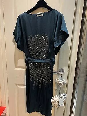 MAISON MARGIELA 1 Xmas Green Beaded Embellished Satin Sheath Dress NWT S - Image 1 of 4