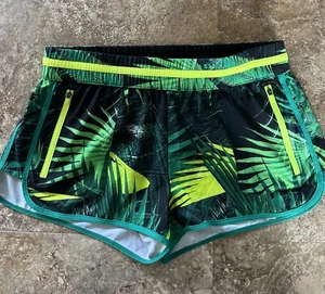 Women’s FABLETICS Shorts, Small, Green Leaf Design, Unlined - Picture 1 of 5