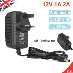 Wholesale 12V 1A 2A UK Plug Power Supply Adaptor Transformer for LED Strips CCTV - Picture 1 of 26