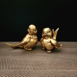 Freeman McFarlin Mr. and Mrs. Bird Figurine Vintage Gold Leaf Ceramic - Picture 1 of 11