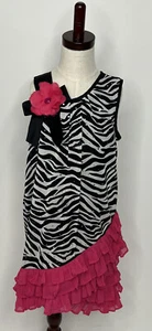 Rare Editions Girls Black and White Zebra Print Party Church Dress Size 6X - Picture 1 of 4