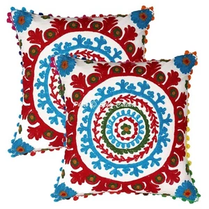 Suzani Floor Pillows Cases Sujani Car Boho Art Room Decorative Cushion Cover - Picture 1 of 7