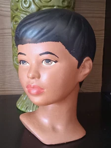Vintage Marwal Holland Mold Polynesian Hawaiian Bust Head Chalkware - Picture 1 of 7