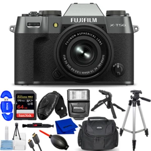 Kit de cámara sin espejo FUJIFILM X-T50 con lente de 15-45 mm (plata carbón) - Imagen 1 de 5