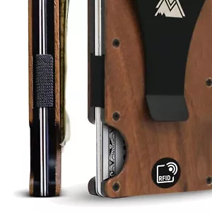 Elegant Slim Wallet for Men - Natural Walnut Wood with Quick Access RFID Slots - Picture 1 of 9