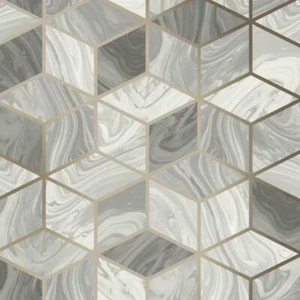Cubos de diamante geométricos cuadrados de mármol Rasch geogris metálico 248975 - Imagen 1 de 2