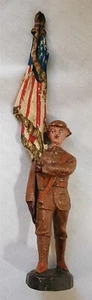 Vintage Composition Toy Soldier Elastolin Germany Flag Bearer Antique WWI - Picture 1 of 9