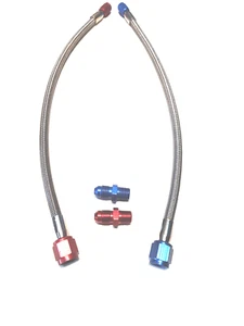 4AN 12" NITROUS STAINLESS HOSE 4AN To 3AN RED And BLUE With 4an 1/8 Npt Fittings - Picture 1 of 1