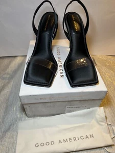 New! Good American Women’s Black Heels Silver Rhinestone Size 13 - Picture 1 of 4