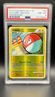 Pokemon PSA 8 NM-MT Voltorb 83/102 HGSS Triumphant Reverse Holofoil 2010 S#0099 - Image 1 of 2