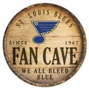 ST LOUIS BLUES, 14" DIAMATER ROUND WOOD SIGN FROM WINCRAFT - Picture 1 of 2