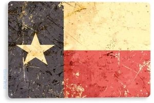 TIN SIGN Texas Flag Patriotic Weathered Rustic Metal Decor B648 - Picture 1 of 3