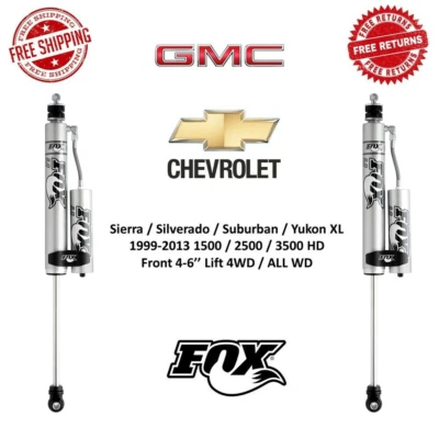 Par de amortiguadores de depósito delantero Fox 2.0 para Chevy-GMC 99-13 Sierra Silverado 4-6" 4x4 Foto 1 de 4