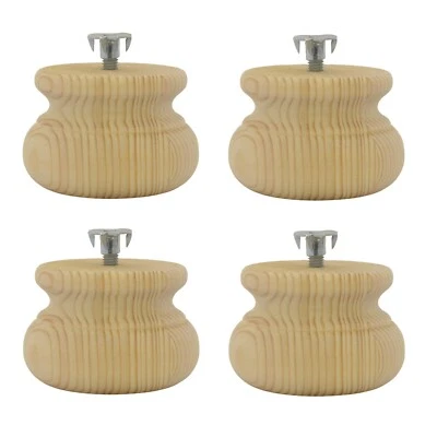 Juego de 4 pies de moño de madera de pino + perno M8 y tuerca en T de 11 mm 83 mm Ø x 56 mm A4MBT Foto 1 de 4