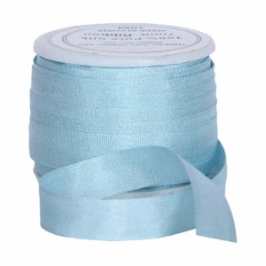 Threadart 100% Pure Silk Ribbon -7mm Light Teal - No. 607- 10 Meters - Picture 1 of 7