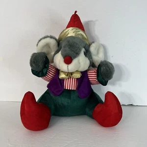 VTG Stuffed Plush Mouse Play by Play Christmas Clown Jester 12" Sitting Plush - Picture 1 of 8