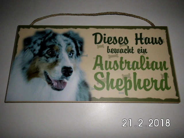 Warnschild 'Australian Shepherd Hund Im Garten' – Aluminium, 30,5x20cm, Wetterfest (A4 Format)