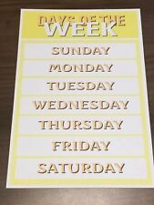 Days of the Week - 13 x 19 - Educational poster for Kindergarten or Preschool