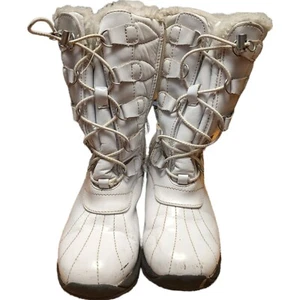 KHOMBU Girl's KIMMIE Boots White Tall Faux Fur Trim SIZE 13M Side Zipper 226199 - Picture 1 of 8